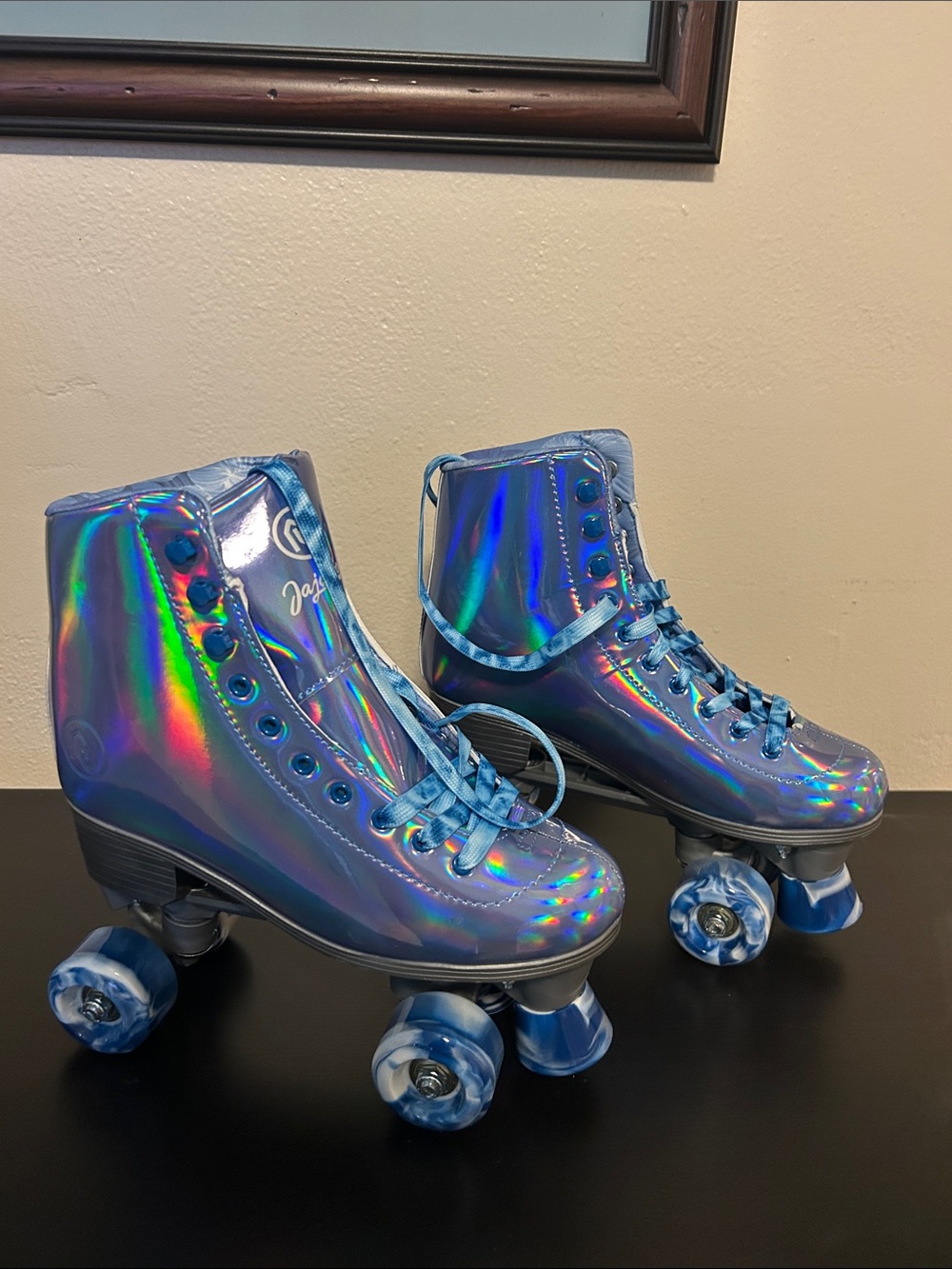 Women’s Blue Iridescent Rollerskates - Picture 2 of 8